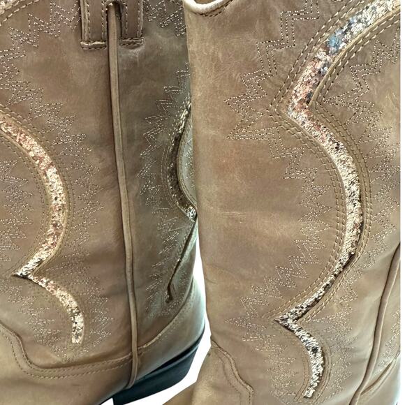 Reba Brown Genuine Leather Western Mid Calf Boots 9.5 M - Picture 11 of 13